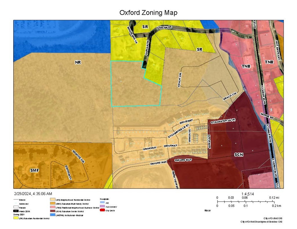 Oxford Color Coded Zoning Map