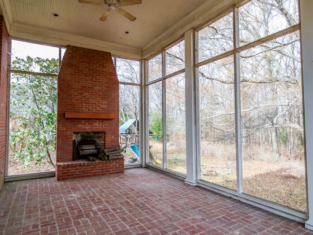 Screened-In Back Porch with Fireplace